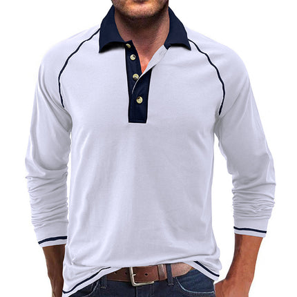 Wholesale Men's Fall Long Sleeve Lapel T-Shirt  POLO Shirt