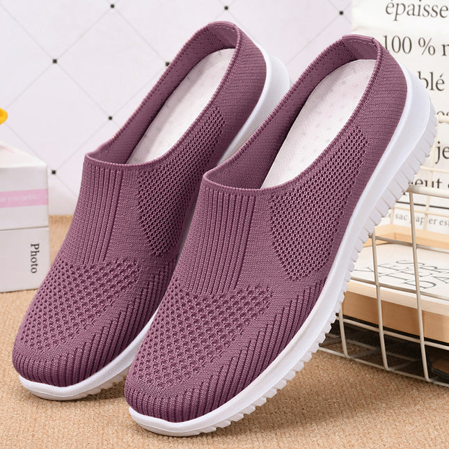 Women's Plus Size Cloth Shoes Breathable Fly Knit Shoes Soft Sole Casual Shoes