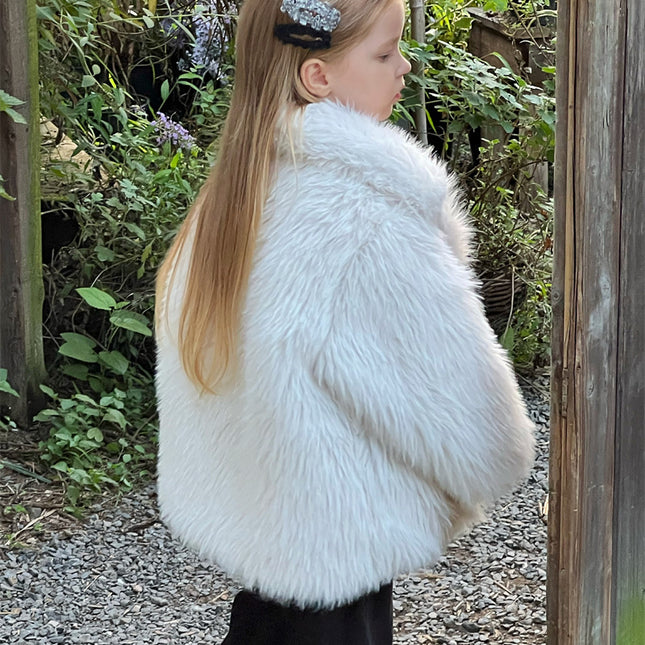Wholesale Girls Winter Fox Fur Thickened Padded Fur Coat