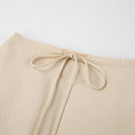 Wholesale Women's Fall Winter High Waist Slim Slit Slit TieLong Skirt