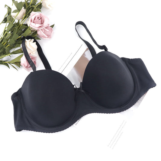 Wholesale Women's Plus Size Glossy Strapless Thin Half Cup Traceless Bra