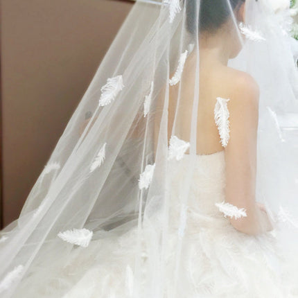 Wholesale Long Soft Gauze Trailing Main Wedding Dress Bridal Feather Veil