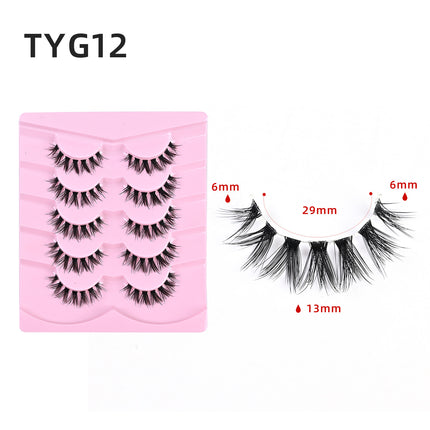 Wholesale 5 Pairs of 3D Three-dimensional Multi-layer Natural Thick Transparent False Eyelashes 