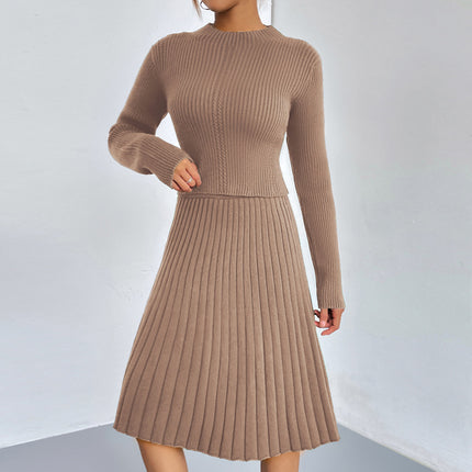 Wholesale Women's Fall Winter Sweaters Top and Skirts Two-piece Set