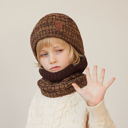 Wholesale Kids Winter Warm Plus Velvet Knitted Hat, Neck Scarf and Gloves Three-piece Set