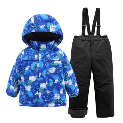 Wholesale Boys Winter Sports Thickened Warm Jacket Ski Wear Two Piece Suit