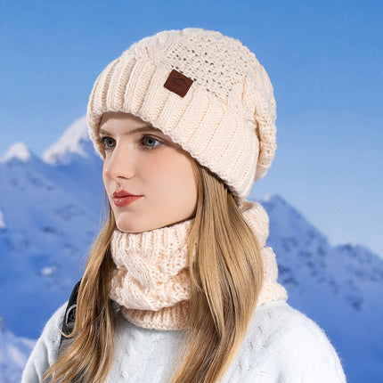 Wholesale Women's Winter Cold-proof Warm Knitted Hat and Scarf Set