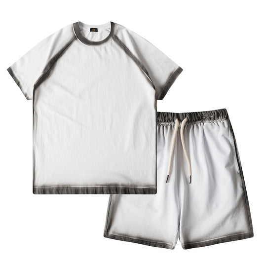 Wholesale Thin Tie-Dye Inkjet Two-Piece Set Medium and Big Boys Short Sleeve & Shorts