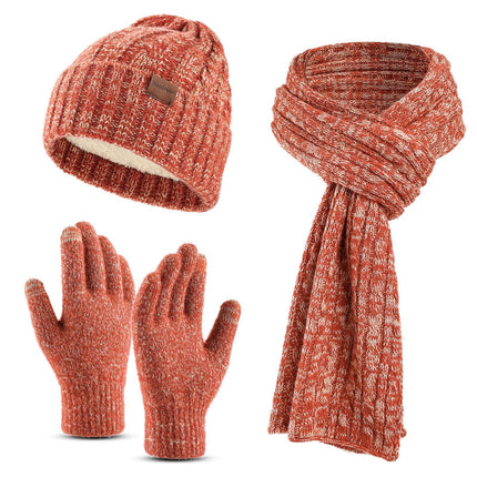 Wholesale Adult Warm Knitted Hat, Scarf and Gloves Three-piece Set