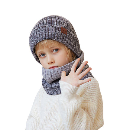 Wholesale Kids Winter Warm Plus Velvet Knitted Hat, Neck Scarf and Gloves Three-piece Set
