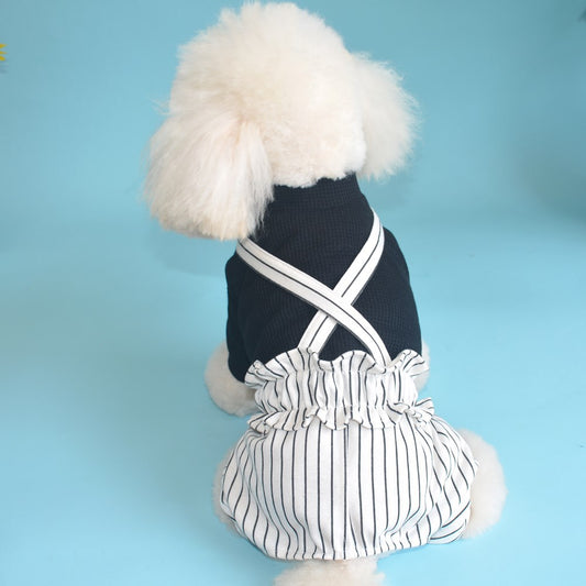 Spring Autumn Pet Lace Stretch Four-legged Clothes Corduroy Overalls Puppy One-piece Clothes