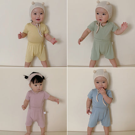 Wholesale Toddler Baby Summer Solid Color Bodysuit Shorts Set
