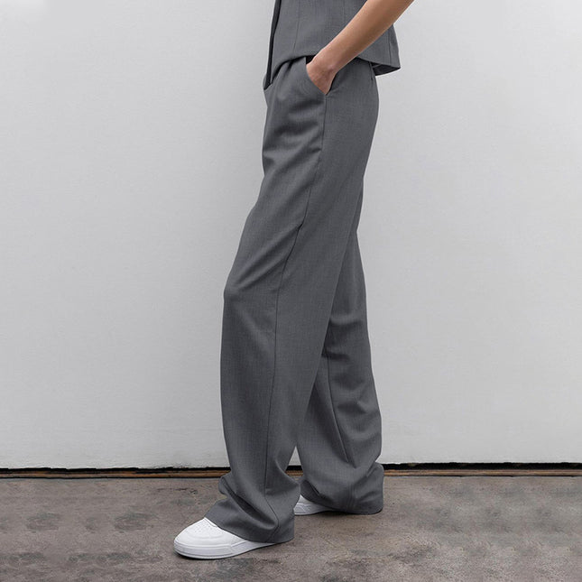 Wholesale Summer Women's Fashion Casual Vest Suit Gray Blazer Pants Two Piece Set