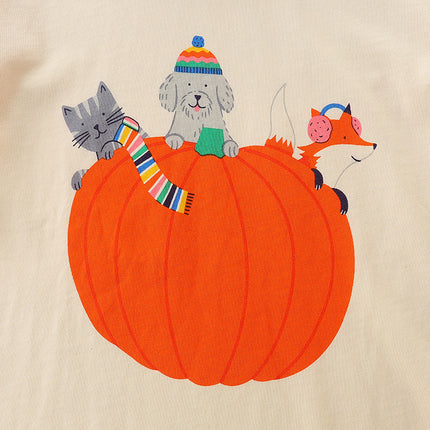 Wholesale Autumn Children's Long Sleeve T-Shirt Halloween Pumpkin Print Top