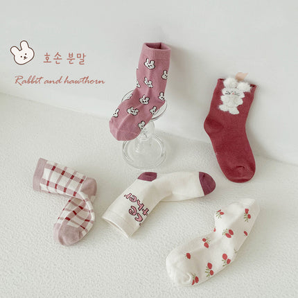 Wholesale 5 Pairs Kids Autumn Cartoon Cotton Cute Socks