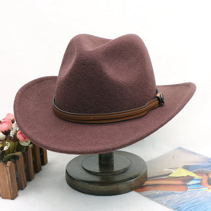 Wholesale Men's Winter Cowboy Hat Wool Felt Hat Western Gentleman Hat Felt Hat Jazz Hat