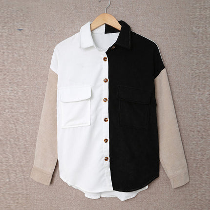 Wholesale Women's Fall Contrast Color Single Breasted Casual Shirt Jacket