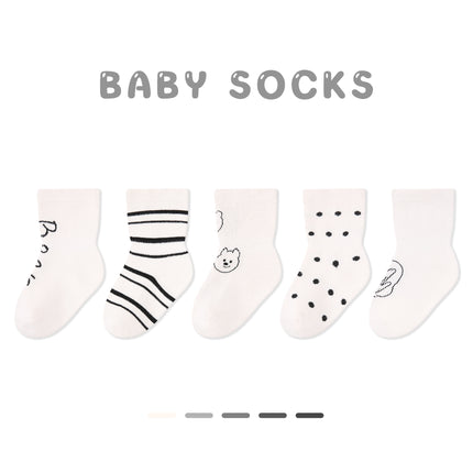 Wholesale 5 Pairs Baby Autumn Cartoon Bear Combed Cotton Socks
