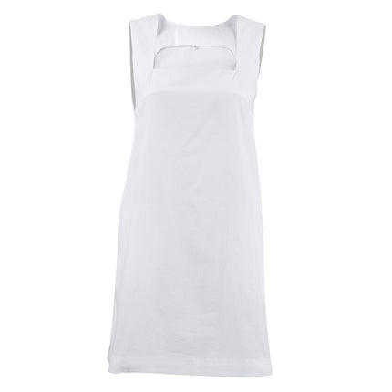 Wholesale Women's Summer Square Neck Strap Loose Cotton Casual White Shift Dress