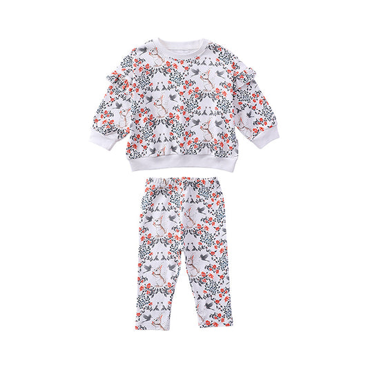 Wholesale Infant Toddler Autumn Long Sleeve Round Neck Hoodies Pants Two-piece Set