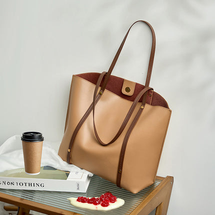 Women's Autumn Soft Leather Large-capacity Tote Bag Summer High-end Shoulder Bag 