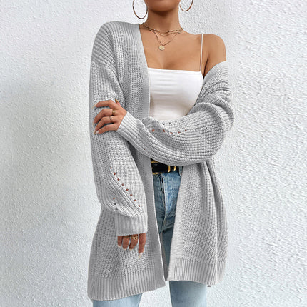 Wholesale Women's Autumn Winter Loose Cardigan Mid-length Sweater