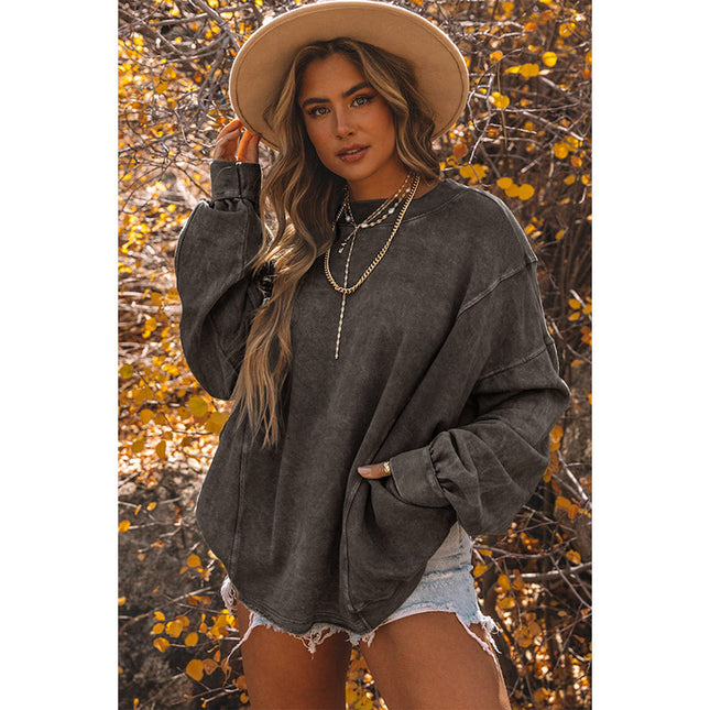 Wholesale Women's Autumn Solid Color Loose Backless Pullover Hoodies Top
