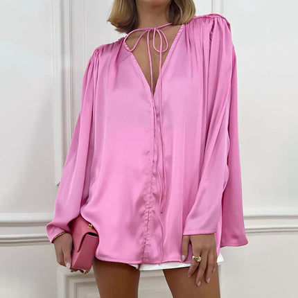 Wholesale Ladies Spring Detachable Collar Long Sleeve Blouse