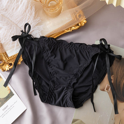 Wholesale Girly Black Lace Transparent Lace Trim Hollow Low Waist Panties