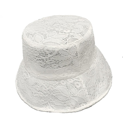 Women's Wide Brim Sunshade Dome Summer Bucket Hat Wedding Lace Basin Hat