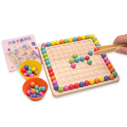 Wholesale Wooden Colored Bead Toy Children's Two-in-one Tabletop Game Chess 