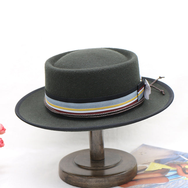 Wholesale Men's and Women's Fall Winter Pure Wool Ring Top Bow Jazz Hat 