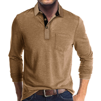 Men's Autumn and Winter Long Sleeve Lapel T-Shirt POLO Shirt Top