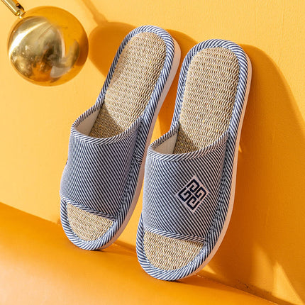 Women's Spring Summer Home Cotton Linen Thick-soled Linen Slippers 