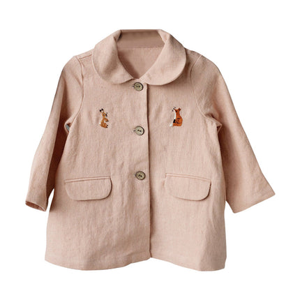 Wholesale Infants Toddlers Autumn Hand Embroidered Windbreaker Soft Lapel Jacket