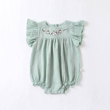 Infant Baby Summer Embroidery Cute Flying Sleeve Triangle Romper