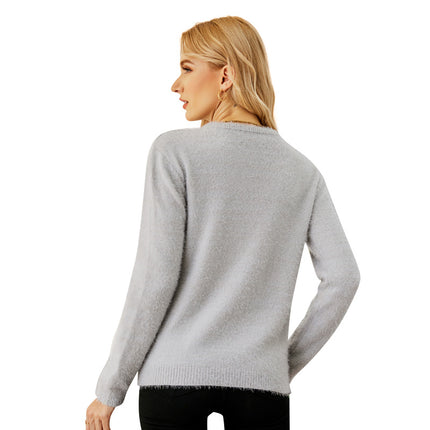 Wholesale Women's Cartoon Jacquard Embroidery Bear Christmas Sweater