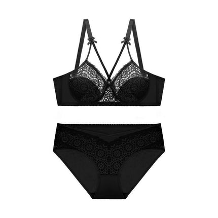 Wholesale Women's See-through Sexy Hollow Thin Lace Printed Bra Set