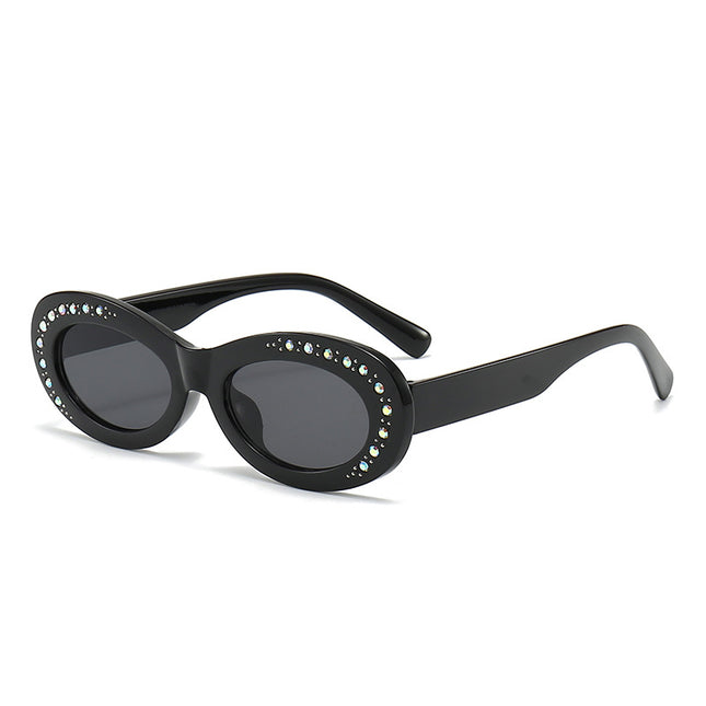Women's Outdoor Cycling Sun Protection Trendy Fashionable Cat Eye Oval Dot Rhinestones Sunglasses