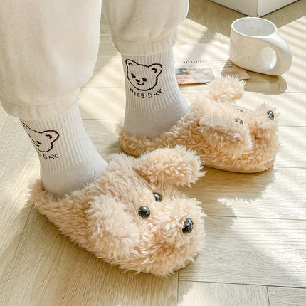 Wholesale Women's/Men's Winter Cartoon Cute Panda Soft-soled Faux Fur Slippers 