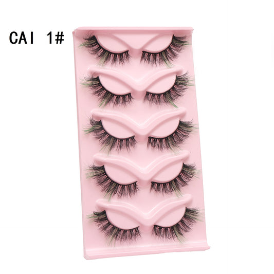 Wholesale 5 Pairs of Multi-layered 3D Thick Thick Eyelashes with Flying Colored False Eyelashes 