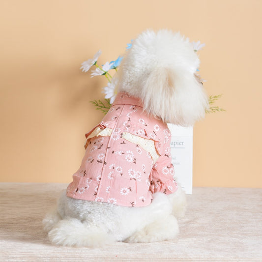 Pet Summer Thin Clothes Cute Princess Floral Shirt Cotton Print Little Dog Clothes