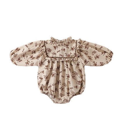 Baby Girl Floral Long-Sleeved Bodysuit Newborn Jumpsuit Triangle Romper