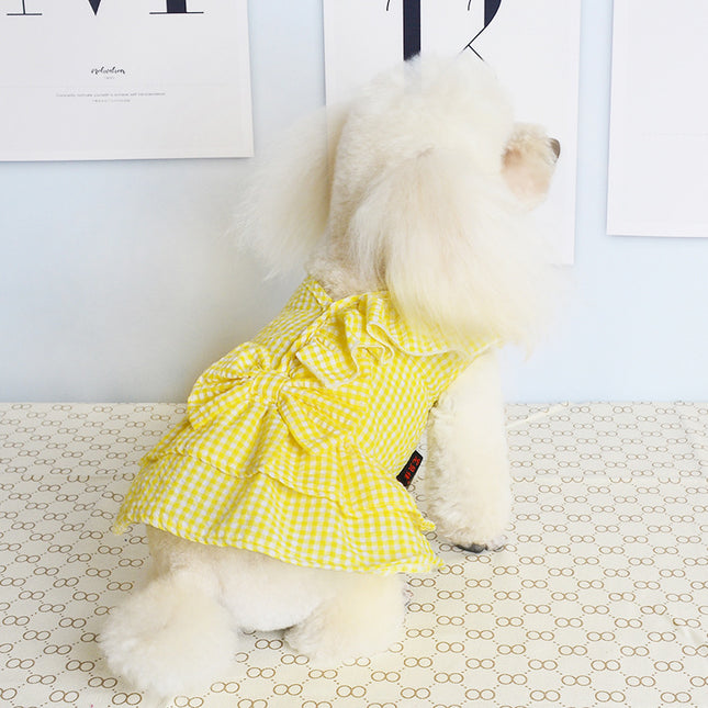 Puppy Spring Summer Thin Breathable Bow Princess Dress Pet Feet Clothes