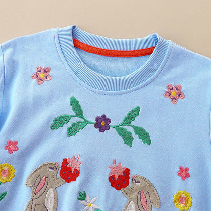 Wholesale Girls Spring Fall Cotton Cartoon Embroidered Hoodies