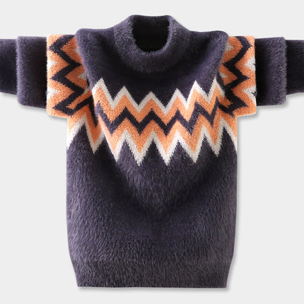 Wholesale Boys Autumn Winter Mink Velvet Pullover Long Sleeve Knitted Sweater