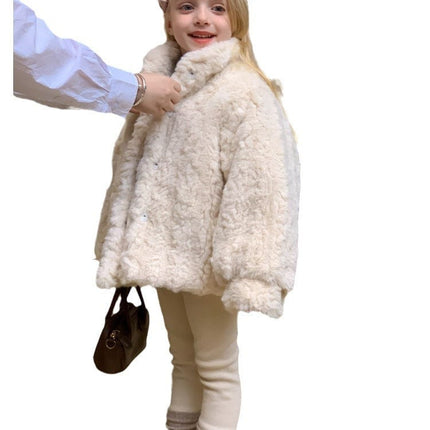Wholesale Girls Winter Fashion Warm Thickened Faux Fur Coat
