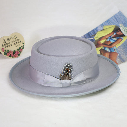 Men's and Women's Top Hats Woolen Hats British Jazz Hats with Lining 