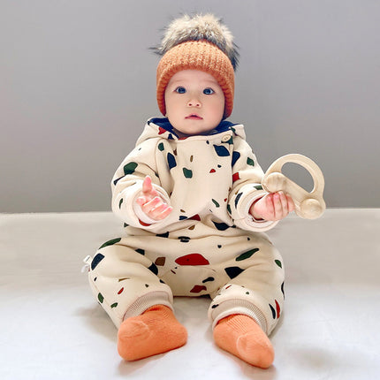 Newborn Baby Outfit Infant Onesie Plush Thick Cotton Romper Coat