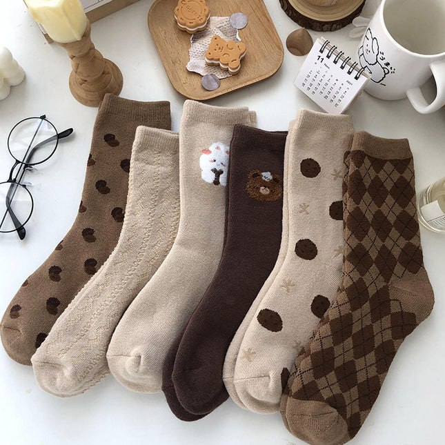 Wholesale Women's Winter Warm Plus Velvet Thickened Terry Cute Mid-calf Socks